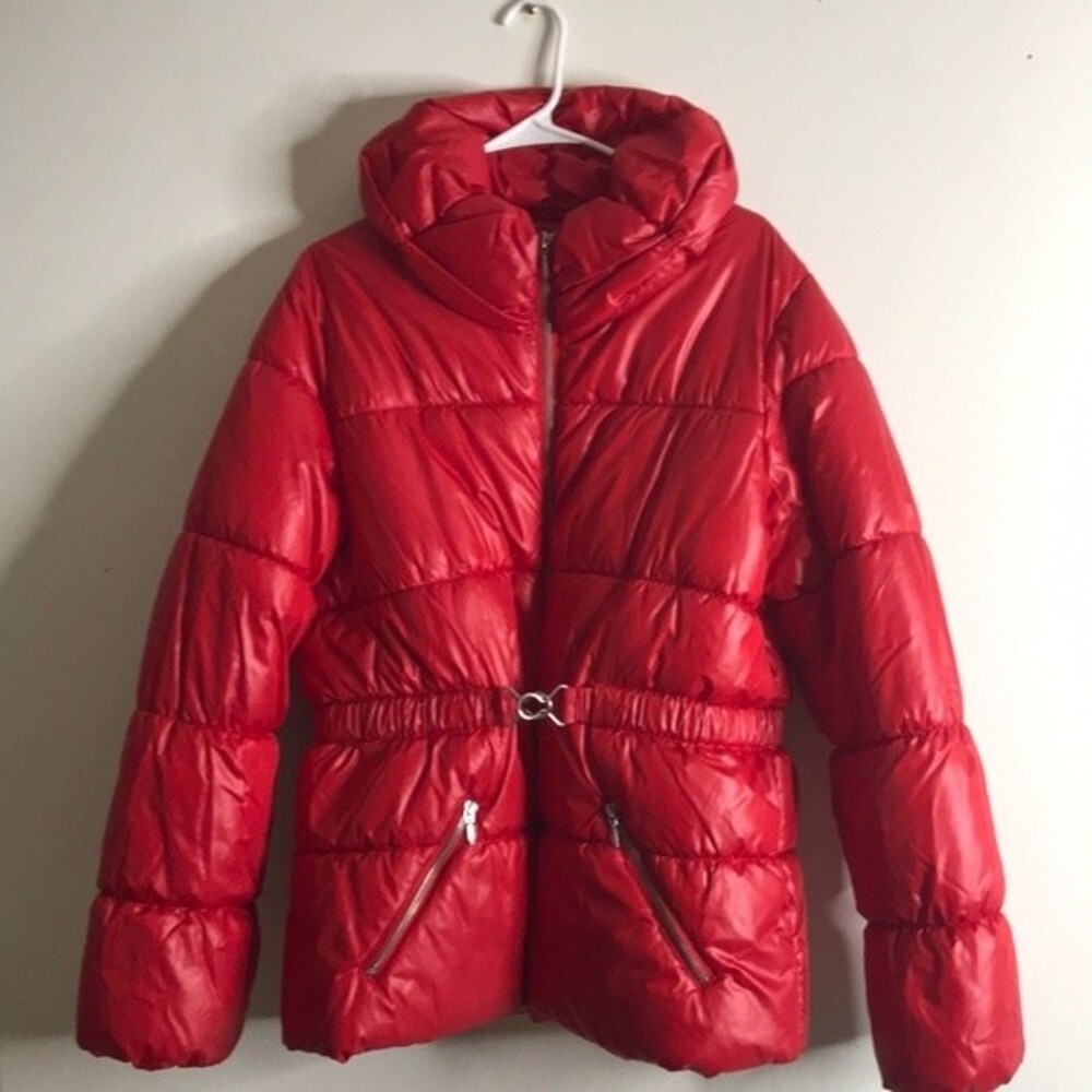 H&M red puffer jacket with belt attached‎ size 16 ladies large